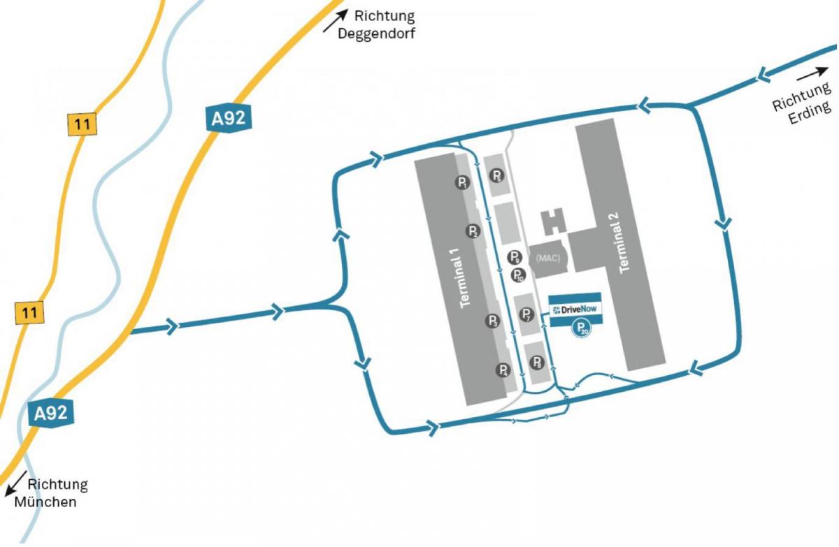 Flughafen München Autovermietung, Karte