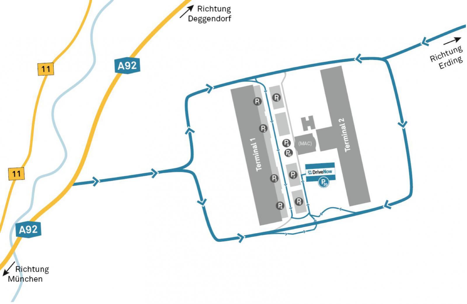 Flughafen Munchen Parken Map Munich Airport Car Rental Karte Bayern Deutschland