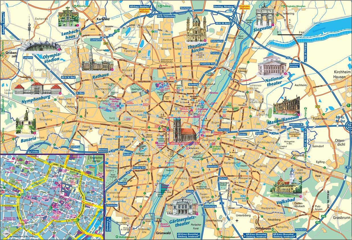 Munchen Stadtplan City Map Munchen Deutschland Bayern Deutschland