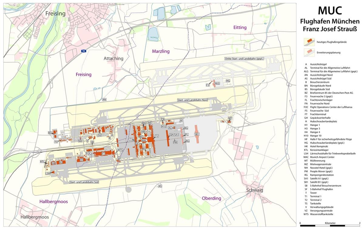 München Flughafen terminal Karte