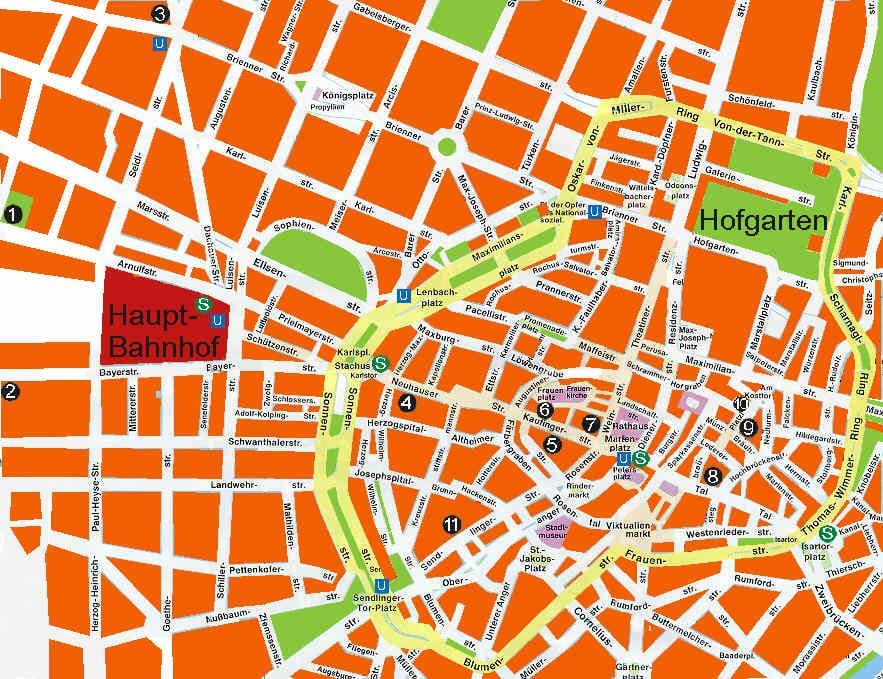 Stadtplan von München, Bierhallen