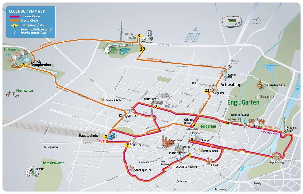 Stadtplan von München, hop on hop off