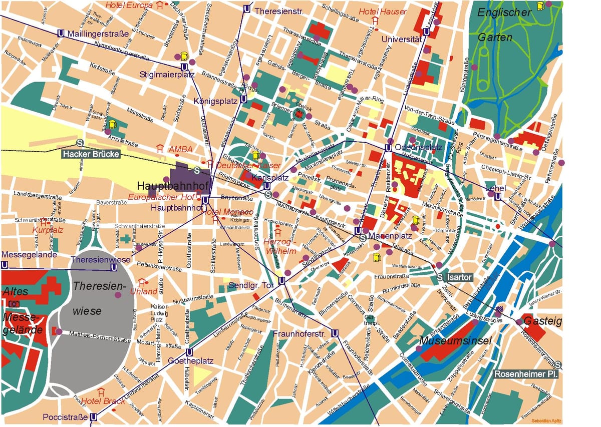 Stadtplan von München, Nachtleben