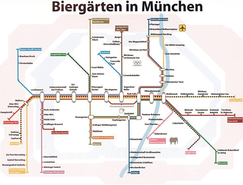 Karte von München Biergarten