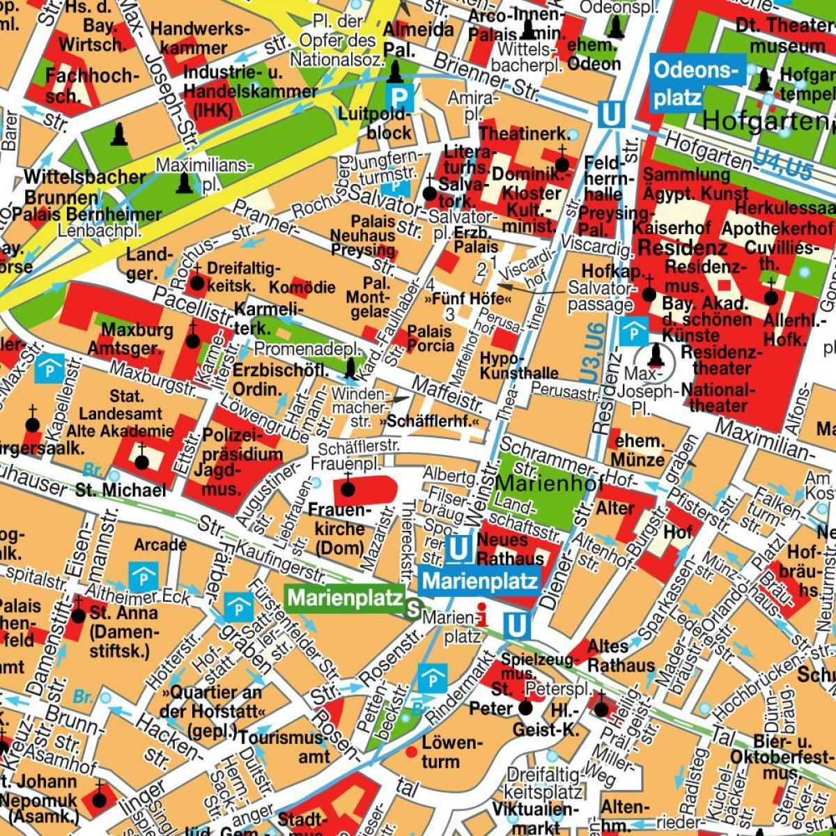 Straßenkarte von Münchner Innenstadt