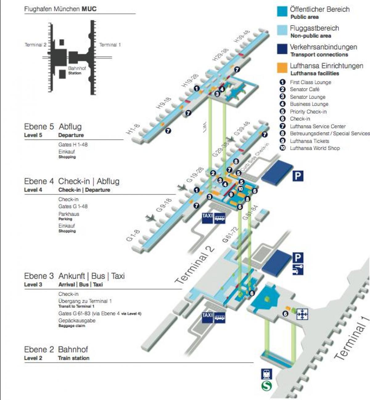 Karte von Flughafen München lufthansa