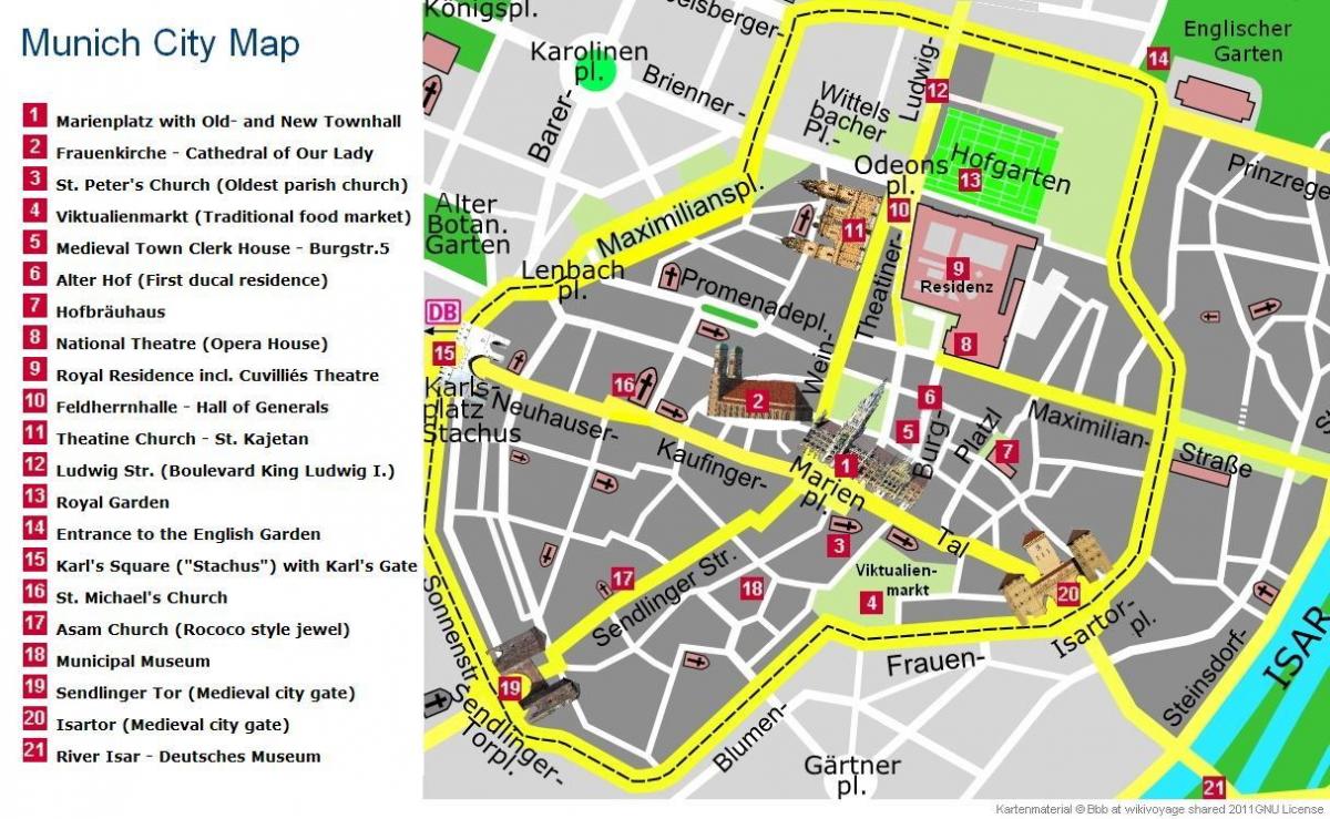 Karte von München Innenstadt Sehenswürdigkeiten