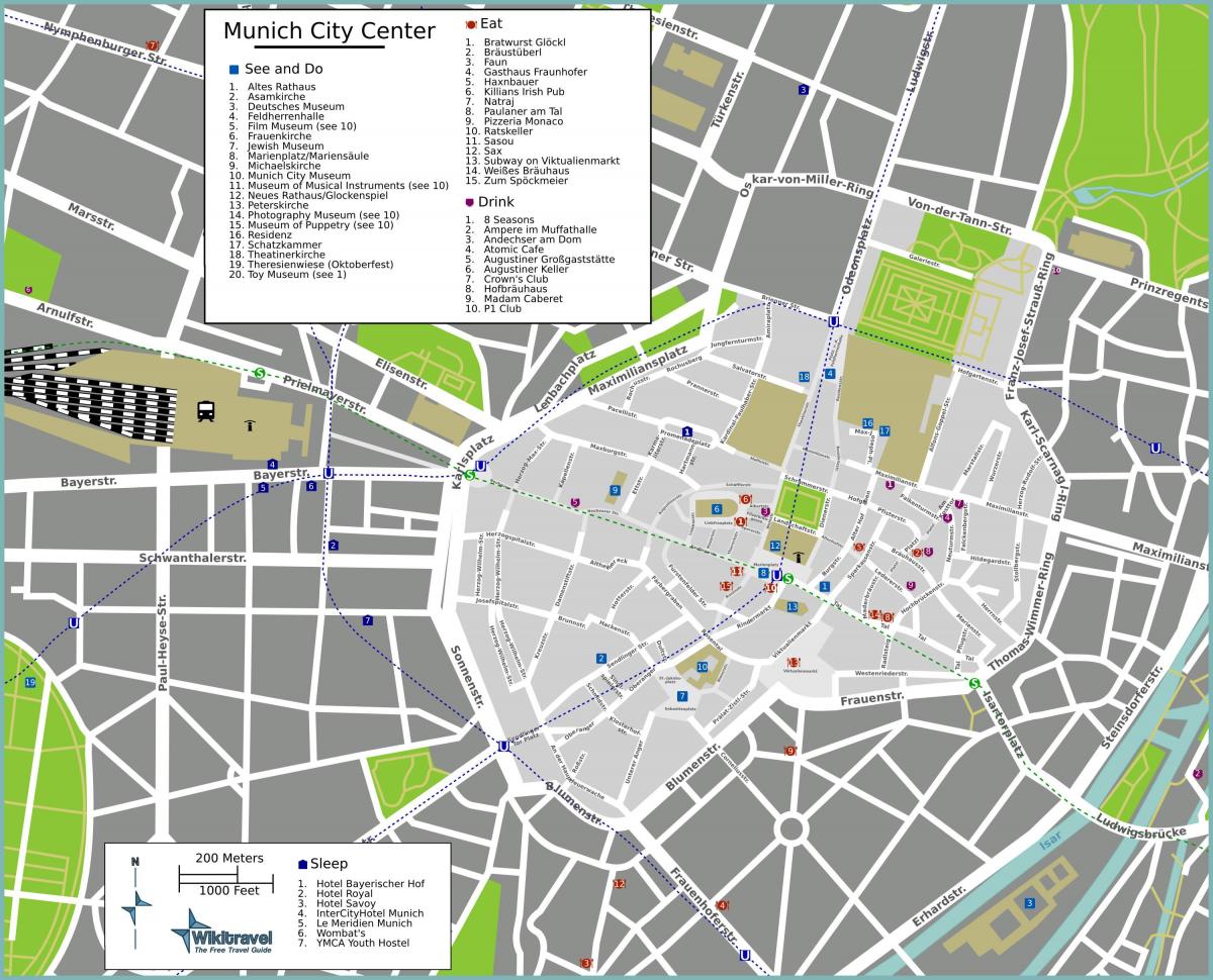 touristische Karte von München Sehenswürdigkeiten