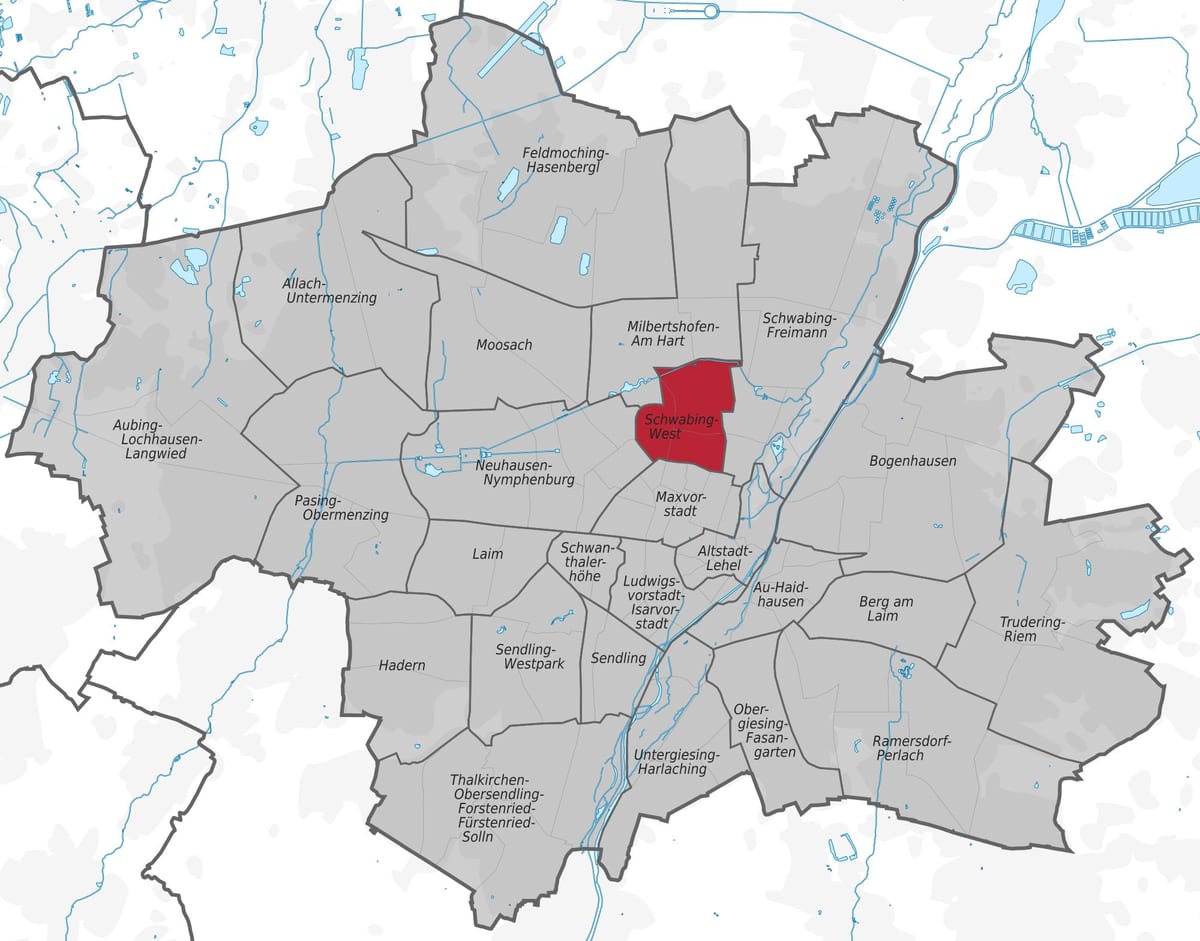 Karte von München schwabing