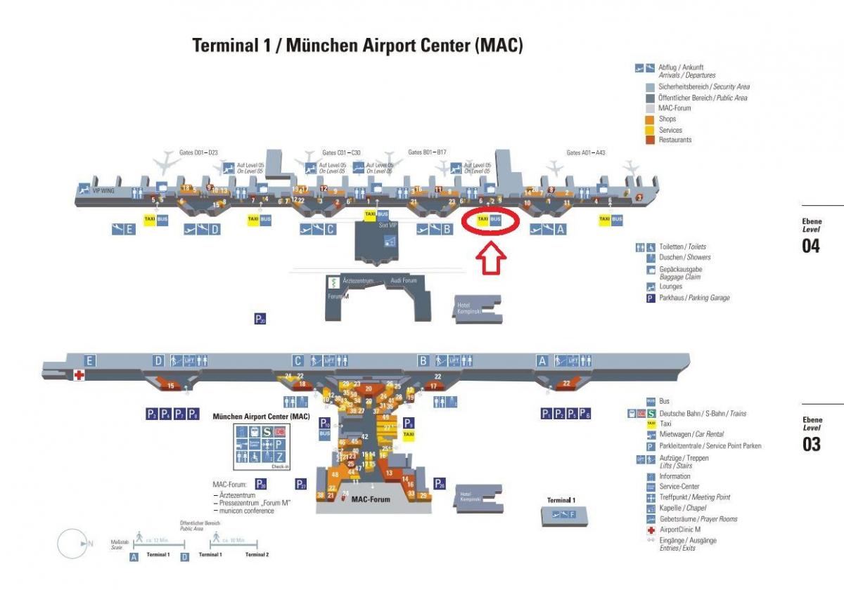 Karte von München Flughafen terminal 1