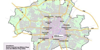 Stadtplan von München, green zone